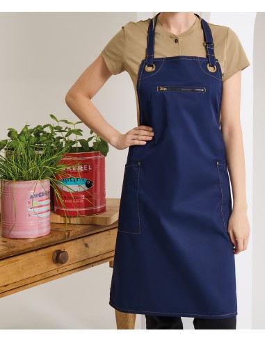 PRE-PR121-'Barley' Contrast Stitch Sustainable Bib Apron